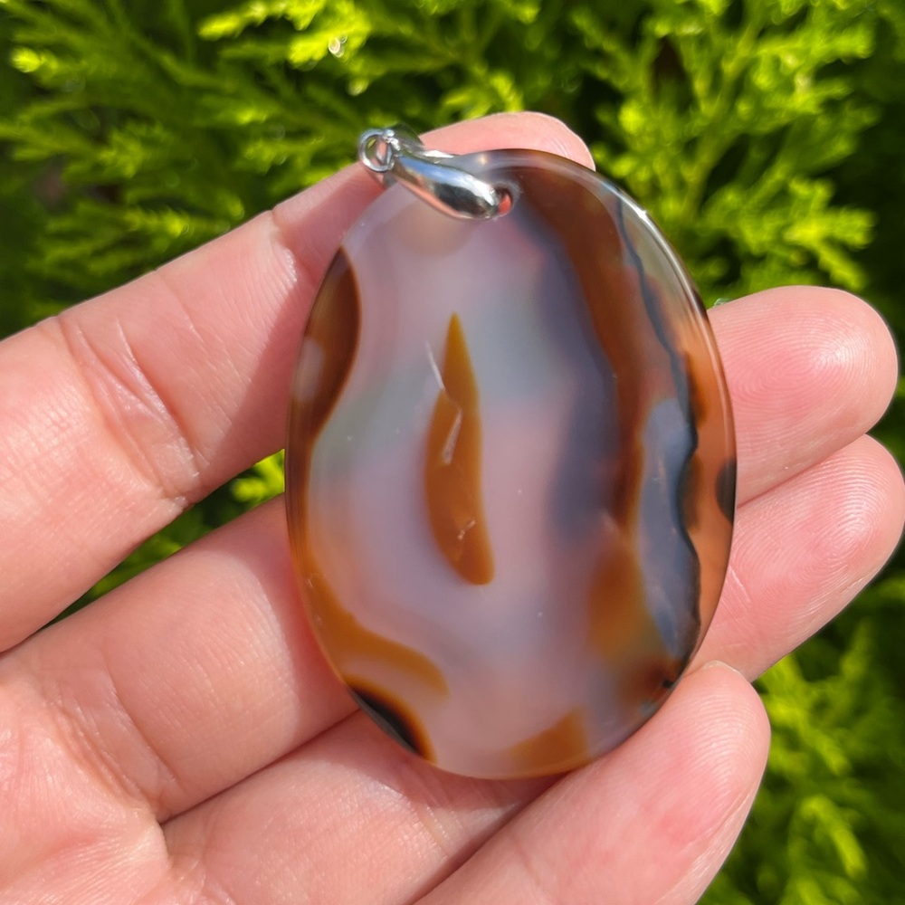 Sterling silver beautiful‎ sky scene landscape agate - Picture 5 of 7